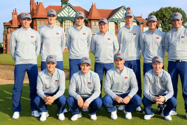 Ewen Ferguson, back row second right, and Jack McDonald, front row left, were both in GB&I's winning Walker Cup side at Royal Lytham last year. Picture: Getty Images