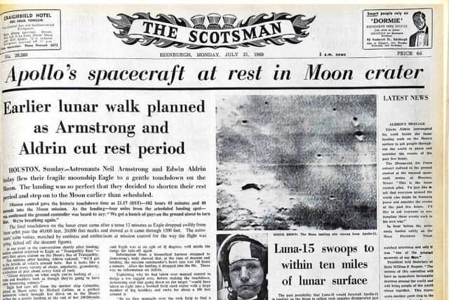 The moon landings in 1969 made the front page of The Scotsman. Picture: TSPL