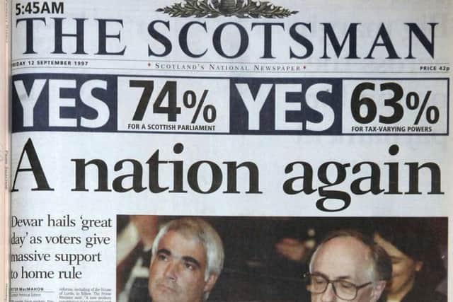 The Scotman's front page - a 5.45am special - as Scotland voted for home rule. Picture: TSPL