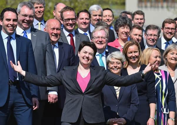 Ruth Davidson with her new intake of Conservative MSPs this year, who gained from voters seeking a party which supported the Union.