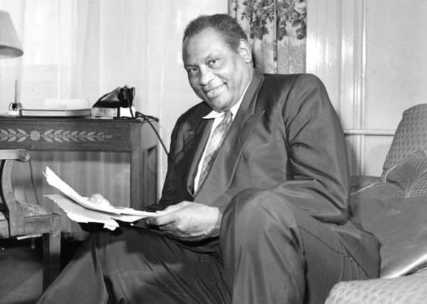 Paul Robeson was prevented from travelling abroad by the US Government, but eventually returned to Scotland in 1958, where he met the press at the Caledonian Hotel. Picture: TSPL