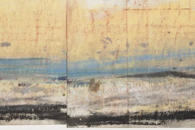 A pastel sketch of the sea at Catterline created by Joan Eardley in the early 1960s.