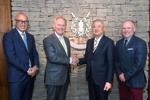 From left: TSI Groove & Sports president Manabu Senza, Links trust chief executive Euan Loudon, TSI chairman Masahiko Miyake and Links commercial director Danny Campbell. Picture: St Andrews Links