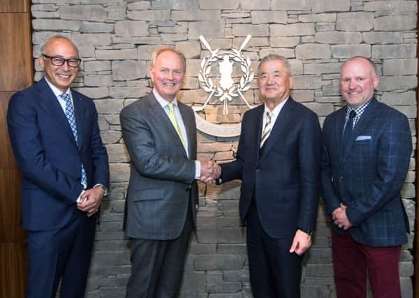 From left: TSI Groove & Sports president Manabu Senza, Links trust chief executive Euan Loudon, TSI chairman Masahiko Miyake and Links commercial director Danny Campbell. Picture: St Andrews Links