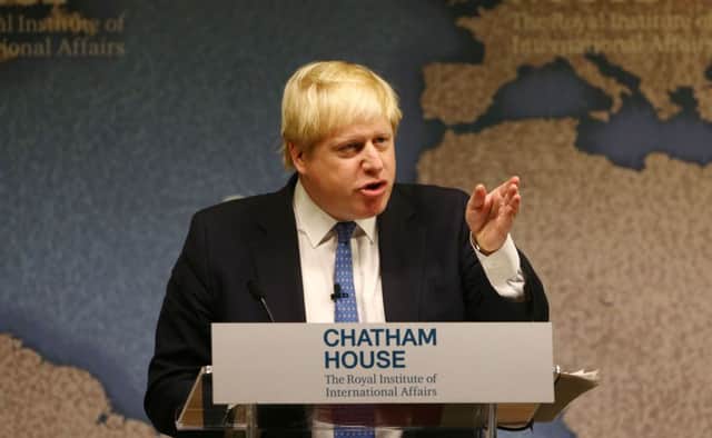 Foreign Secretary Boris Johnson delivers a speech at Chatham House, London. Picture: Gareth Fuller/PA Wire