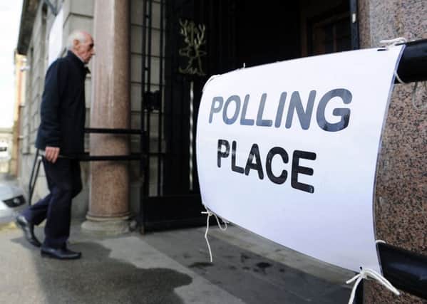 05-05-2016. Picture Michael Gillen. GRANGEMOUTH. Grangemouth Town Hall, polling place. Scottish Parliament election 2016. Voting gets under way.
