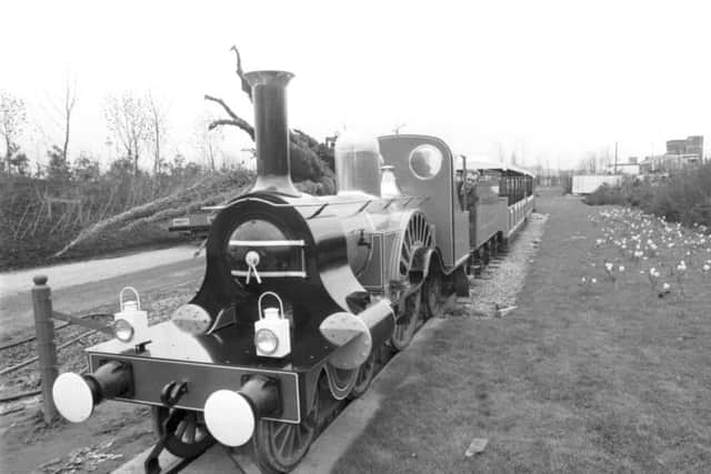 A train pulled by a steam engine took visitors around the  Glasgow Garden Festival in April 1988. Picture; TSPL