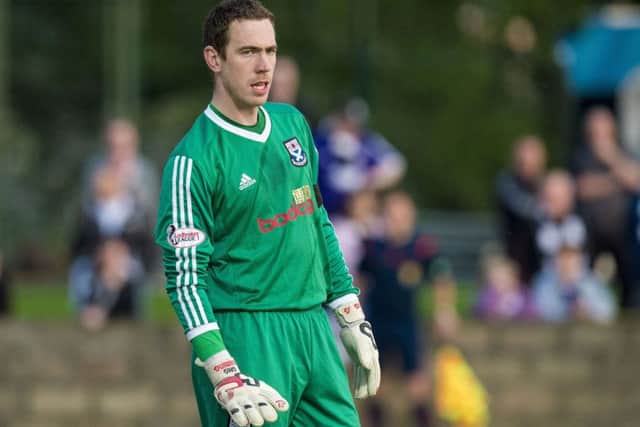 Ayr keeper Greg Fleming saved two Kallum Higginbotham penalties. Pic: SNS