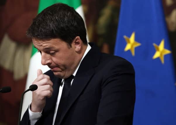 Italian Prime Minister Matteo Renzi resigns a speech after the results of the referendum.  (Photo by Franco Origlia/Getty Images)