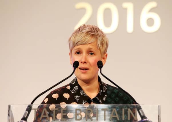 Helen Marten speaks after winning the 2016 Turner Prize at Tate Britain. Picture: PA