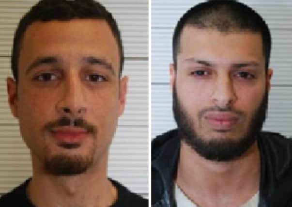 Zakaria Boufassil, left, and Mohamed Ali Ahmed gave Â£3,000 to the Brussels bombing suspect. Picture: AFP/Getty Images