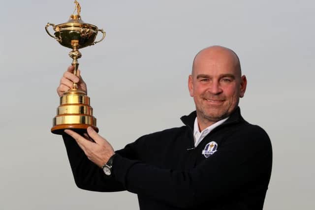 Thomas Bjorn is pictured with the trophy during the European Ryder Cup captain announcement at Wentworth. Picture: Andrew Redington/Getty Images