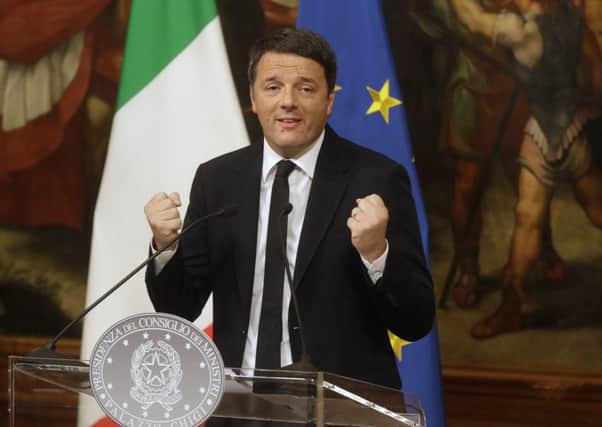 Martin Flanagan says the resignation of Italian premier Matteo Renzi will do little to improve the landscape for M&A deals. Picture: Gregorio Borgia/AP