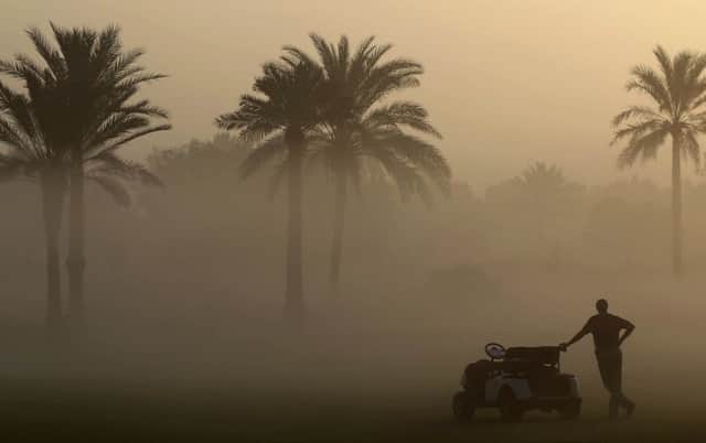 After an early-morning fog delay, play was suspended in the Omega Dubai Ladies Masters after a caddie collapsed and died. Picture: Getty Images
