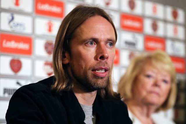 Austin MacPhee with Hearts owner Ann Budge. Picture: Andrew Milligan/PA Wire