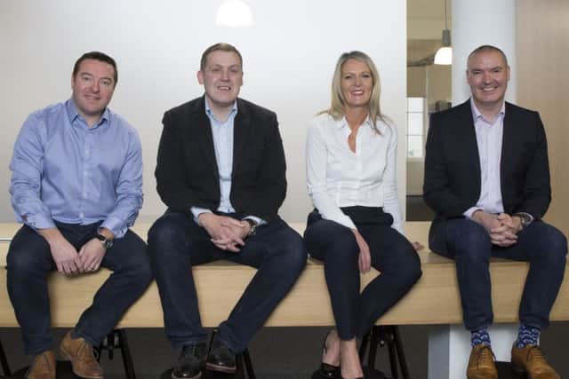 Maven's Julie Glenny with, from left, Stuart Kerr, Neil Logan and Craig Donnelly of newly-launched Incremental. Picture: Mark Gibson