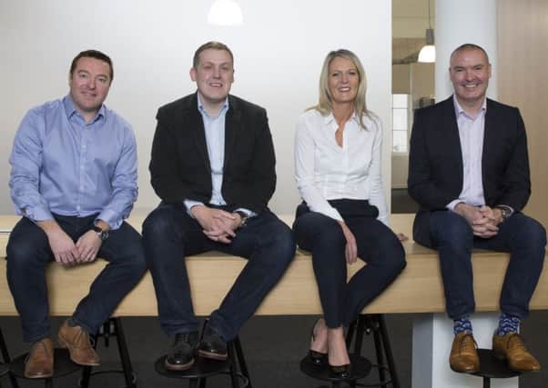 Maven's Julie Glenny with, from left, Stuart Kerr, Neil Logan and Craig Donnelly of newly-launched Incremental. Picture: Mark Gibson