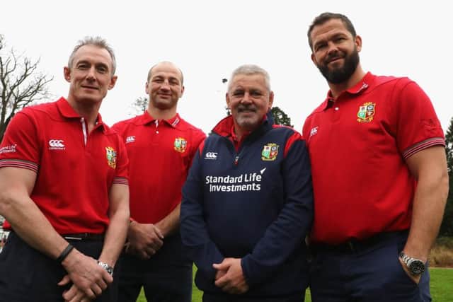 The 2017 Lions coaching team: Rob Howley, backs coach, Steve Borthwick, forwards coach, Warren Gatland, head coach, and Andy Farrell, defence coach pose.  Picture: David Rogers/Getty Images