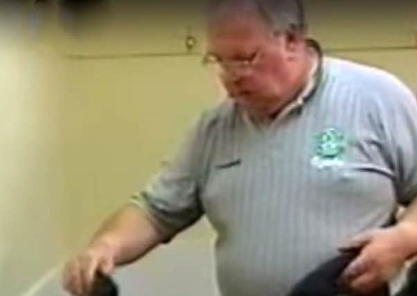 Stills from a documentary on Hibs in 1999 show kit man Jim McCafferty laying out the shirts before a match.