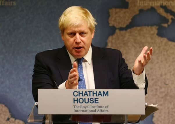Foreign Secretary, Boris Johnson embarrassed Britain after telling a confeerence that thecountry's ally Saudi Arabia was a puppeteer conducting proxy wars. Picture Getty Images