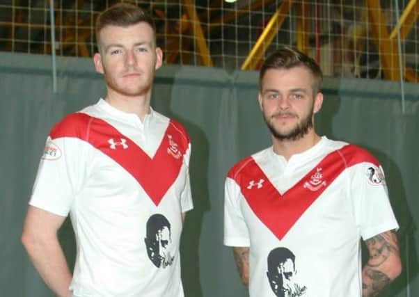 The club's home strip will feature Mark Allison's face and signature. Picture: Airdrieonians Twitter