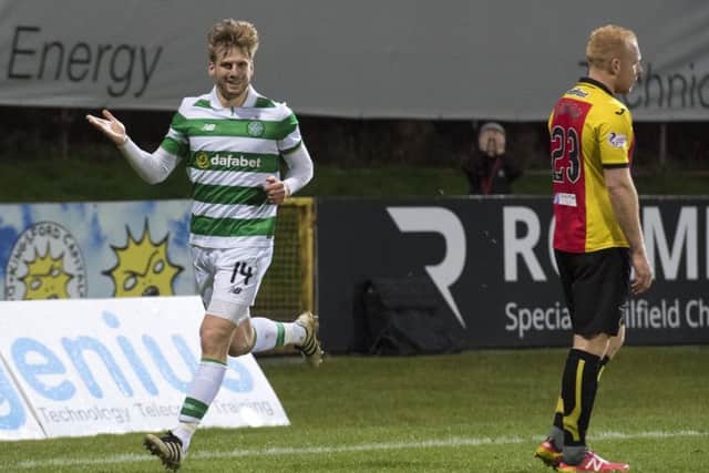 Celtic's Stuart Armstrong celebrates his goal. Picture: Alan Harvey/SNS