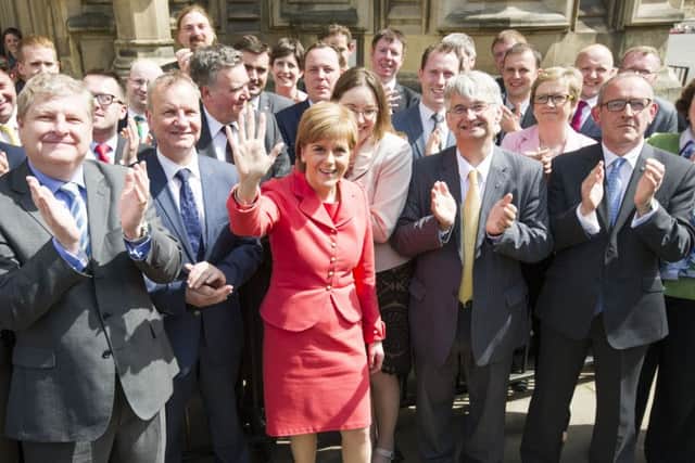 Thewliss and her fellow SNP MPs are welcomed to Westminster. Picture: Rex Features