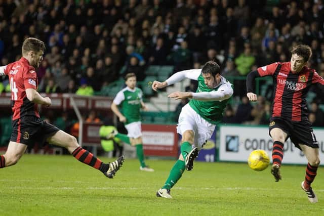 rian Graham secures all three points with his 76th-minute strike. Picture: SNS.