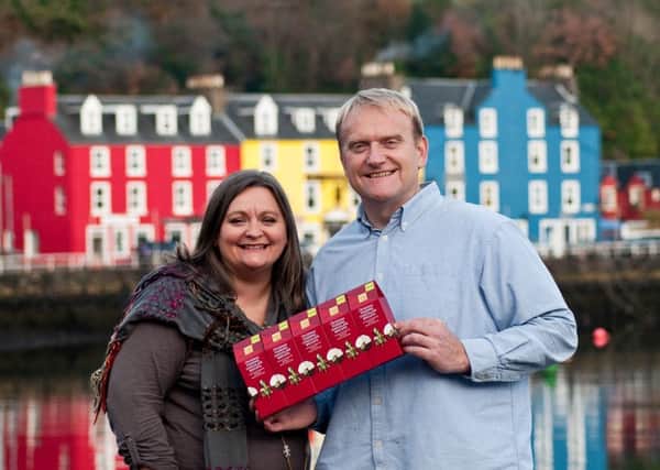 Joe and Dawn Reade of Island Bakery with their Christmas pudding chocolate biscuits for M&S. Picture: Ewan Baxter