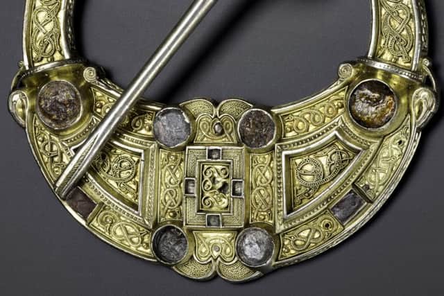 Detail of The Hunterston Brooch, found near Hunterston, North Ayrshire, and dating from c. 700AD. Part of the Celts exhibition at the National Museum of Scotland