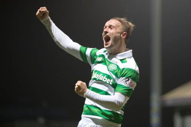 Leigh Griffiths celebrates after scoring in Celtic's 4-1 win over Partick Thistle. Picture: PA