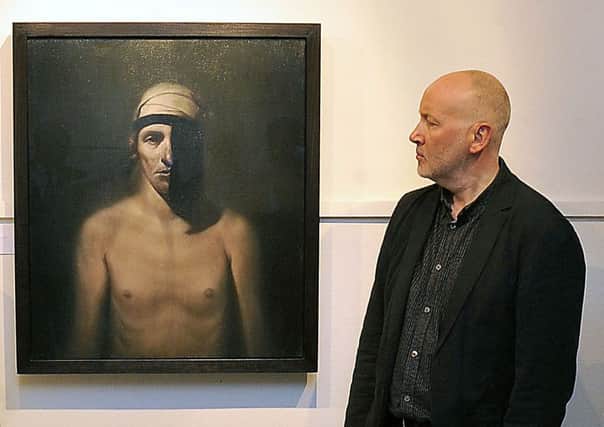 Artist Ken Currie views his portrait of Scottish political radical Thomas Muir, commisoned for the 250th anniversary of Muir's birthday. Picture: Emma Mitchell/JP