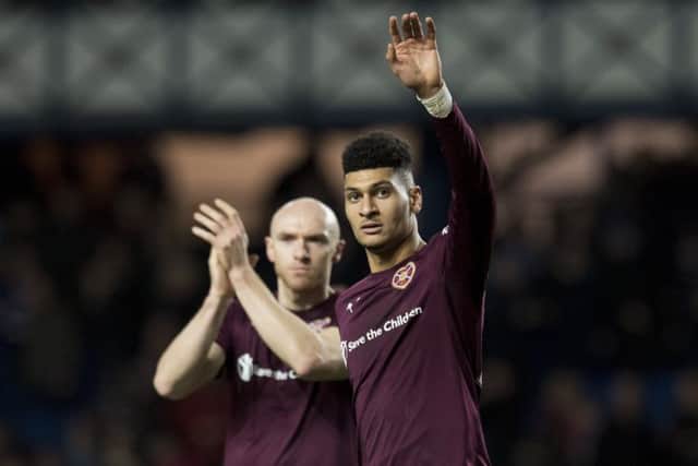 Hearts' Bjorn Johnsen, right, was name-checked by Derby County manager Steve McClaren. Picture: Craig Williamson/SNS