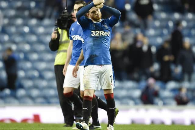 Rangers' Joe Garner was given a standing ovation for his performance in the win over Hearts. Picture: SNS