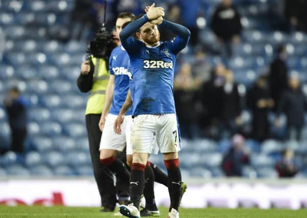 Rangers' Joe Garner was given a standing ovation for his performance in the win over Hearts. Picture: SNS