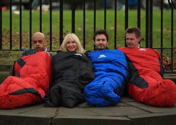 From left: Shaf Rasul of E-Net, Cheyne Hairdressing's Jennifer Cheyne, Social Bite co-founder Josh Littlejohn and EICC boss Marshall Dallas will be taking part in the Social Bite CEO Sleepout. Picture: Stewart Attwood