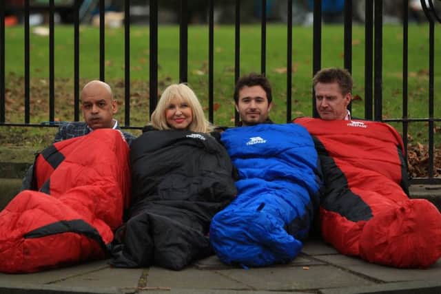 From left: Shaf Rasul of E-Net, Cheyne Hairdressing's Jennifer Cheyne, Social Bite co-founder Josh Littlejohn and EICC boss Marshall Dallas will be taking part in the Social Bite CEO Sleepout. Picture: Stewart Attwood