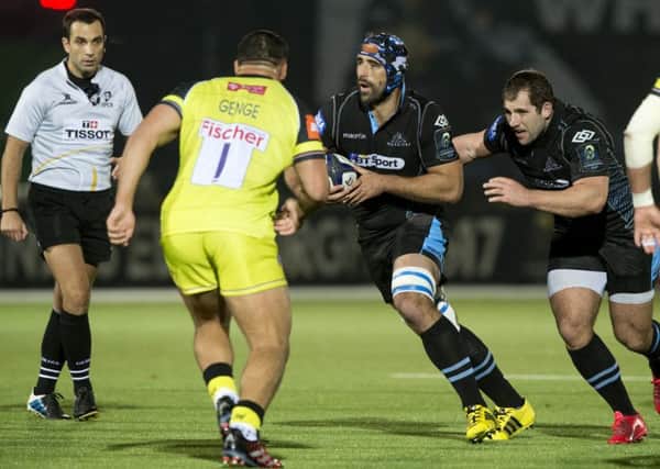 Glasgow Warriors' Josh Strauss (centre) has been called into the team to play Racing at Scotstoun. Picture: Gary Hutchison/SNS/SRU