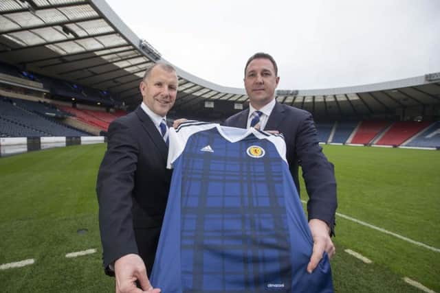 Scottish FA chief executive Stewart Regan with new performance director Malky Mackay. Picture: Jeff Holmes/PA Wire