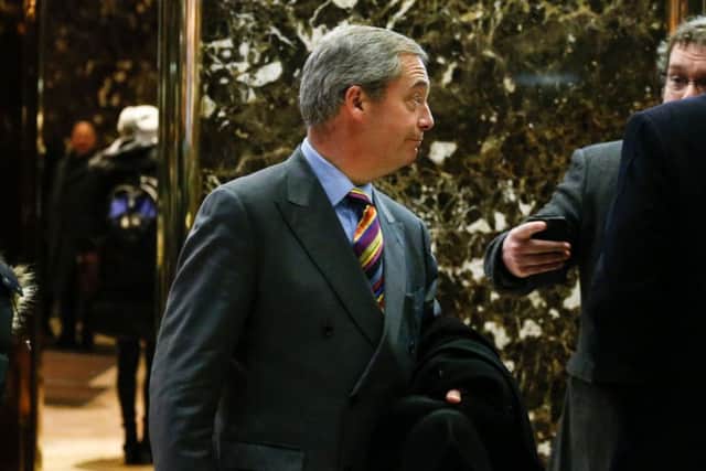 Nigel Farage leaves the Trump Tower after a meeting in New York. Picture; Getty
