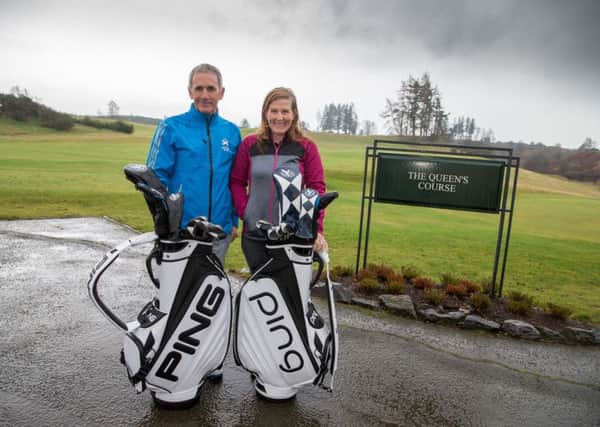 Euan McIntosh and Beth Allen helped launch the new Ping Scottish Mixed Championship at Gleneagles. Picture: Kenny Smith.