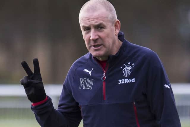 Rangers manager Mark Warburton in training prior to tonight's contest with Hamilton. Picture: SNS