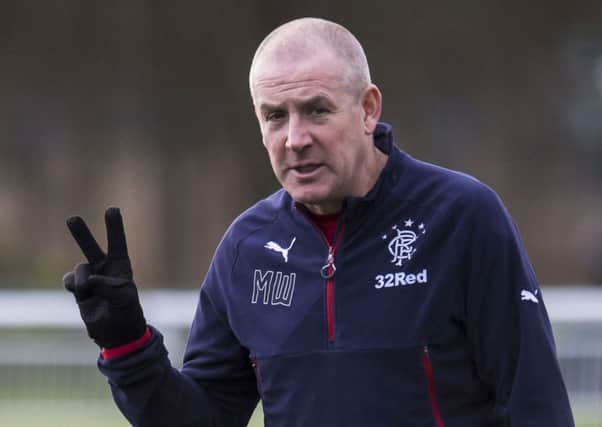 Rangers manager Mark Warburton in training prior to tonight's contest with Hamilton. Picture: SNS