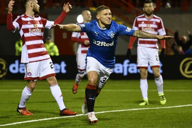 Rangers' Martyn Waghorn celebrates scoring his second goal versus Hamilton. Picture: Rob Casey/SNS