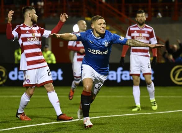 Rangers' Martyn Waghorn celebrates scoring his second goal versus Hamilton. Picture: Rob Casey/SNS