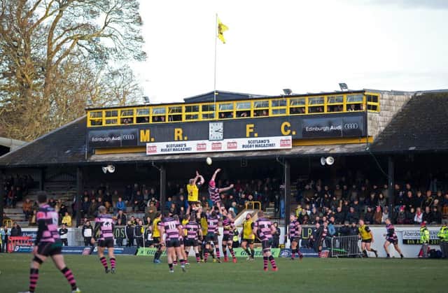 High hopes: Melrose and Ayr players contest a lineout at the Greenyards.  Photograph: Graham Stuart/SNS