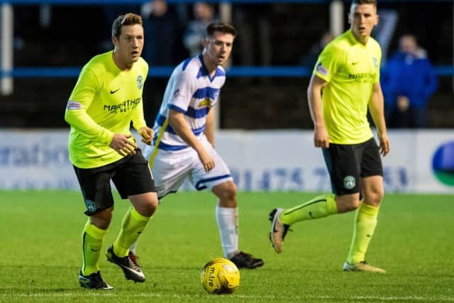 Kris Commons on the ball at Cappielow where he played a full 90 minutes. Picture: SNS.