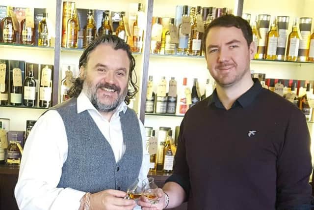 Ewan Henderson, left, global brand ambassador for Lost Distillery, with Whiski Rooms' Mark Garner. Picture: Contributed