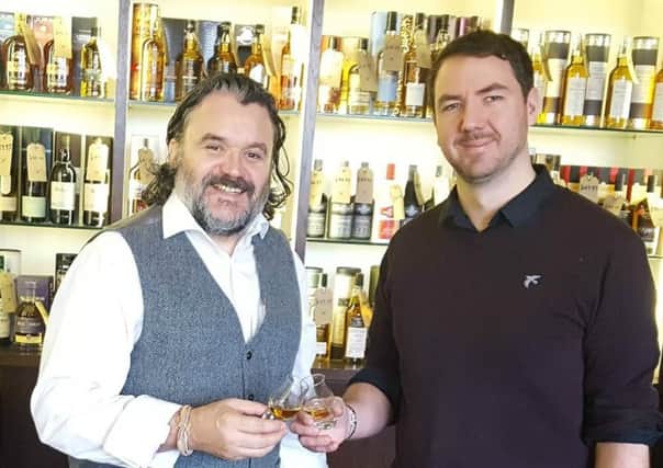 Ewan Henderson, left, global brand ambassador for Lost Distillery, with Whiski Rooms' Mark Garner. Picture: Contributed