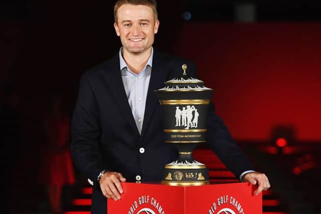 Scotland's Russell Knox poses with the Old Tom Morris Cup prior to the start of the WGC - HSBC Champions in Shanghai, China. Picture: Ross Kinnaird/Getty Images